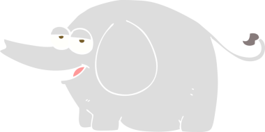 Bir insan tarafından çizilmiş su fışkırtan filin düz renk çizimi