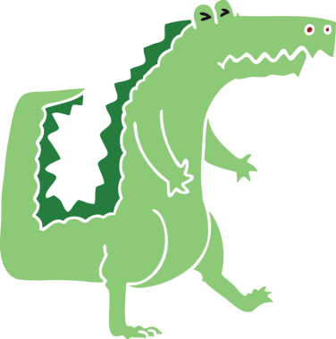 Bir insan tarafından çizilmiş garip çizgi film timsahı.