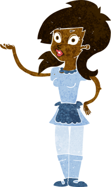 Bir insan tarafından çizilmiş güzel bir garson kız.