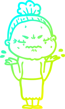 Bir çizgi film çizimi, bir insan tarafından çizilmiş yaşlı bir kadını rahatsız ediyordu.