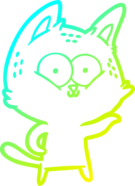 Bir insan tarafından çizilen çizgi film kedisinin soğuk gradyan çizgisi.