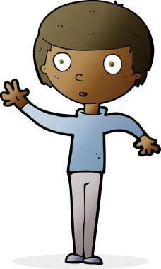 Bir insan tarafından çizilmiş çizgi film bakışlı çocuk.