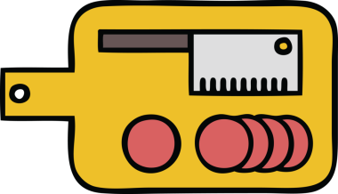 Bir insan tarafından çizilmiş et doğrama tahtası.