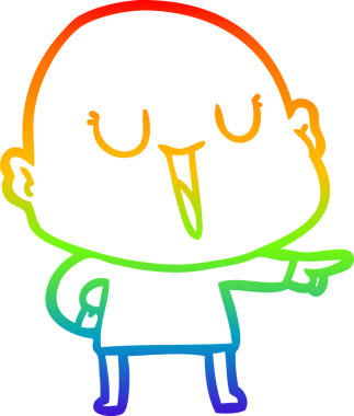 gökkuşağı gradyan çizimi mutlu bir çizgi kel adamın çizimi bir insan tarafından çizildi