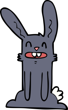 Bir insan tarafından çizilmiş çizgi film tavşanı