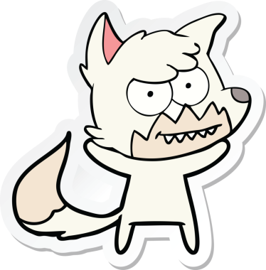 Bir insan tarafından çizilmiş sırıtan tilki çizgi filminin çıkartması