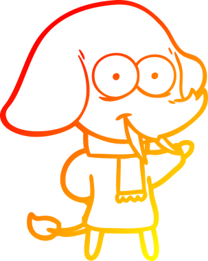 Bir insan tarafından çizilmiş mutlu bir filin sıcak çizgi çizimi