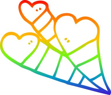 Gökkuşağı gradyan çizgi çizimi Bir insan tarafından çizilmiş aşk kalpleri