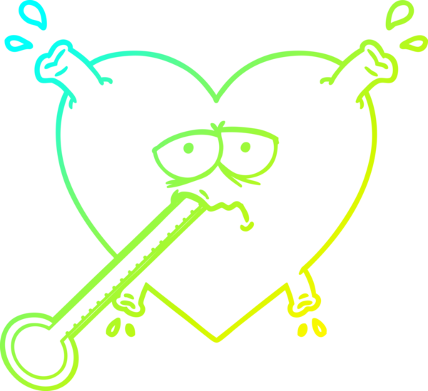 Bir insan tarafından çizilmiş sağlıksız bir kalbin soğuk gradyan çizimi