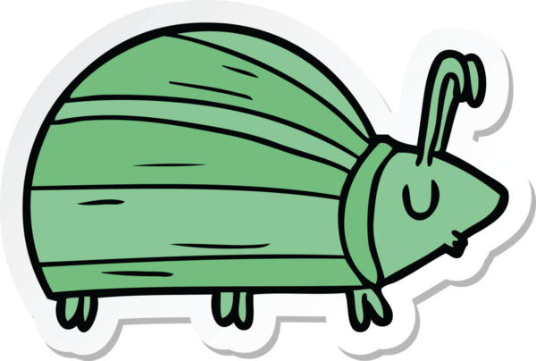 Bir insan tarafından çizilmiş komik bir çizgi film böceğinin çıkartması.