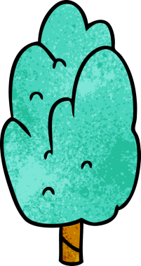 El çizimi karikatür karalaması bir insan tarafından çizilmiş tek yeşil ağaç