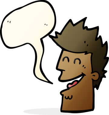 Bir insan tarafından çizilmiş konuşma balonlu mutlu adam çizgi filmi.