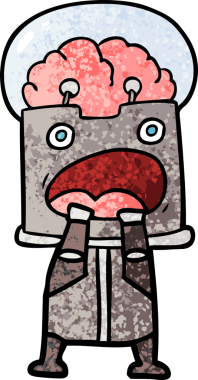 Bir insan tarafından çizilmiş çizgi film robotu