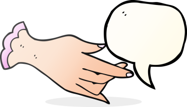 Bir insan tarafından çizilmiş serbest konuşma balonu karikatür eli