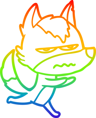 Gökkuşağı gradyan çizgi çizimi Bir insan tarafından çizilmiş rahatsız kurt