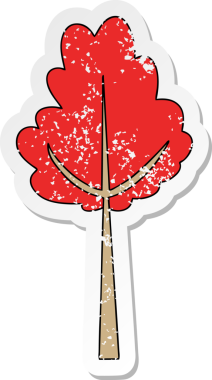 Bir insan tarafından çizilmiş garip bir el çizimi karikatür ağacının sıkıntılı çıkartması.