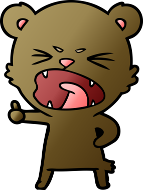 Bir insan tarafından çizilmiş kızgın çizgi film ayısı.