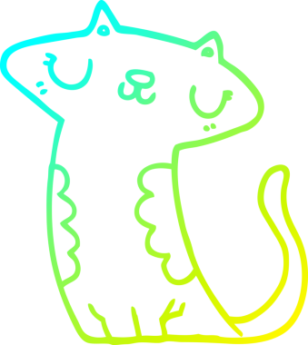 Bir insan tarafından çizilen çizgi film kedisinin soğuk gradyan çizgisi.