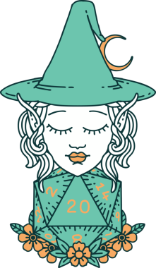 Retro Dövme Biçimli elf karakteri Bir insan tarafından çizilmiş doğal yirmi zar atışıyla