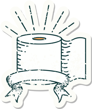 Bir insan tarafından çizilmiş dövme stili tuvalet kağıdı.