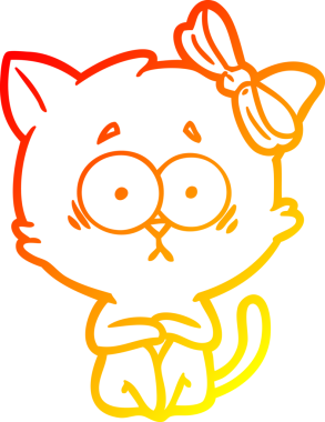 Bir insan tarafından çizilmiş çizgi film kedisinin sıcak çizgi çizimi