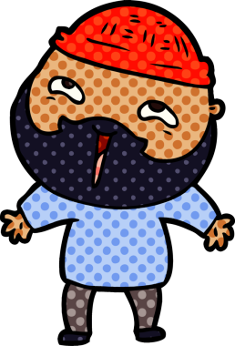 Bir insan tarafından çizilmiş mutlu sakallı bir adam.