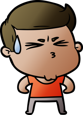 Bir insan tarafından çizilmiş terleyen çizgi film adamı.