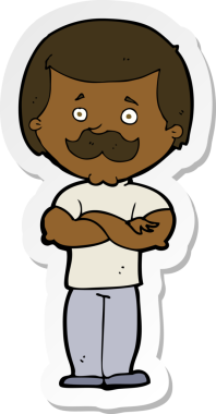 Bir insan tarafından çizilmiş erkek bıyıklı bir adamın çıkartması.