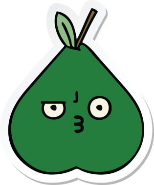 Bir insan tarafından çizilmiş şirin bir armut çıkartması.