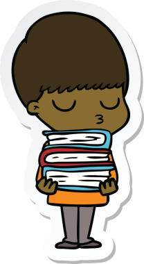 Bir insan tarafından çizilmiş sakin bir çocuğun çıkartması.