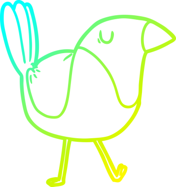 Bir insan tarafından çizilen karikatür kuşunun soğuk gradyan çizgisi