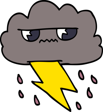 Bir insan tarafından çizilmiş kızgın fırtına bulutu.