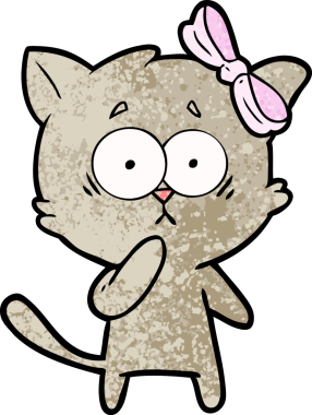 Bir insan tarafından çizilmiş çizgi film kedisi.