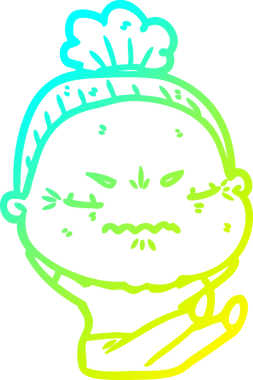 Bir çizgi film çizimi, bir insan tarafından çizilmiş yaşlı bir kadını rahatsız ediyordu.