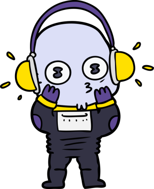 Bir insan tarafından çizilmiş garip kel uzay adamı çizgi filmi.