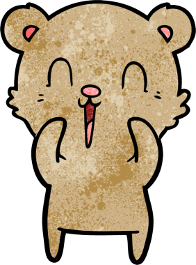 Bir insan tarafından çizilmiş mutlu çizgi film ayısı.