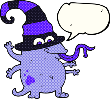 Serbest çizilmiş çizgi roman konuşma balonu cadılar bayramı uzaylıları bir insan tarafından çizilmiş.