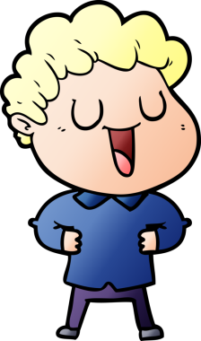 Bir insan tarafından çizilmiş gülen karikatür adam.