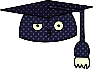Bir insanın çizdiği mezuniyet şapkasının çizgi filmi.