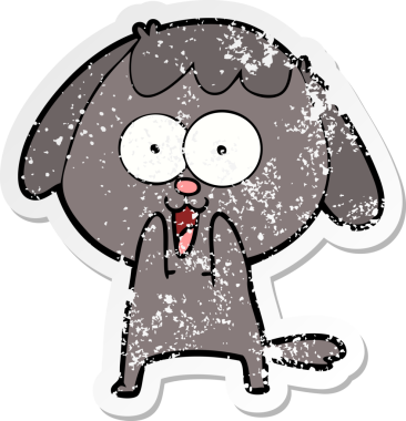 Bir insan tarafından çizilmiş şirin bir köpeğin sıkıntılı çıkartması.