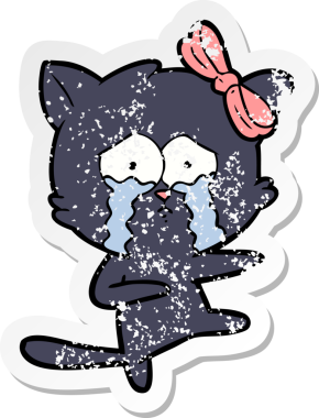 Bir insan tarafından çizilmiş karikatür bir kedinin sıkıntılı çıkartması.