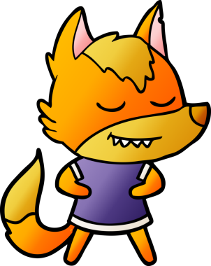 Bir insan tarafından çizilmiş tilki çizgi film karakteri