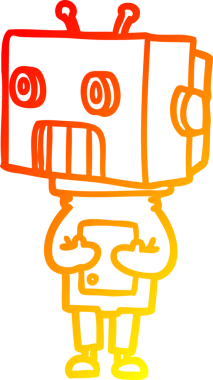 Bir insan tarafından çizilen çizgi film robotunun sıcak çizgi çizimi