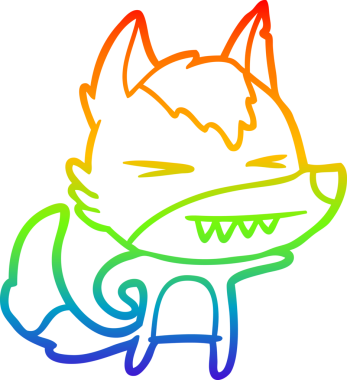 Bir insan tarafından çizilmiş kızgın bir kurt çizgi çizimi.