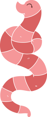 Bir insan tarafından çizilmiş garip bir çizgi film solucanı.