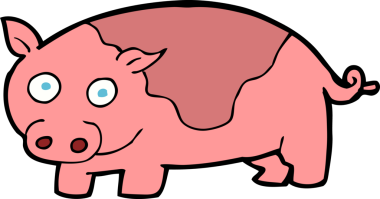 Bir insan tarafından çizilmiş çizgi film domuzu.