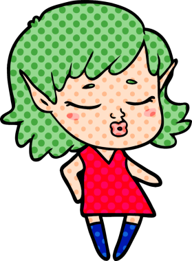 Bir insan tarafından çizilmiş güzel elf kızı.