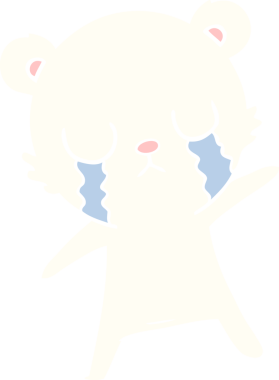 Ağlayan kutup ayısı bir insan tarafından çizilmiş düz renkli çizgi film.