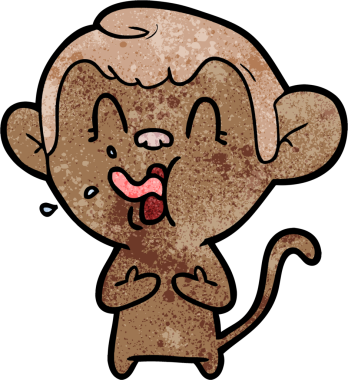 Bir insan tarafından çizilmiş çılgın çizgi film maymunu