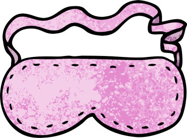 Bir insan tarafından çizilmiş grunge desenli çizgi film uyku maskesi.